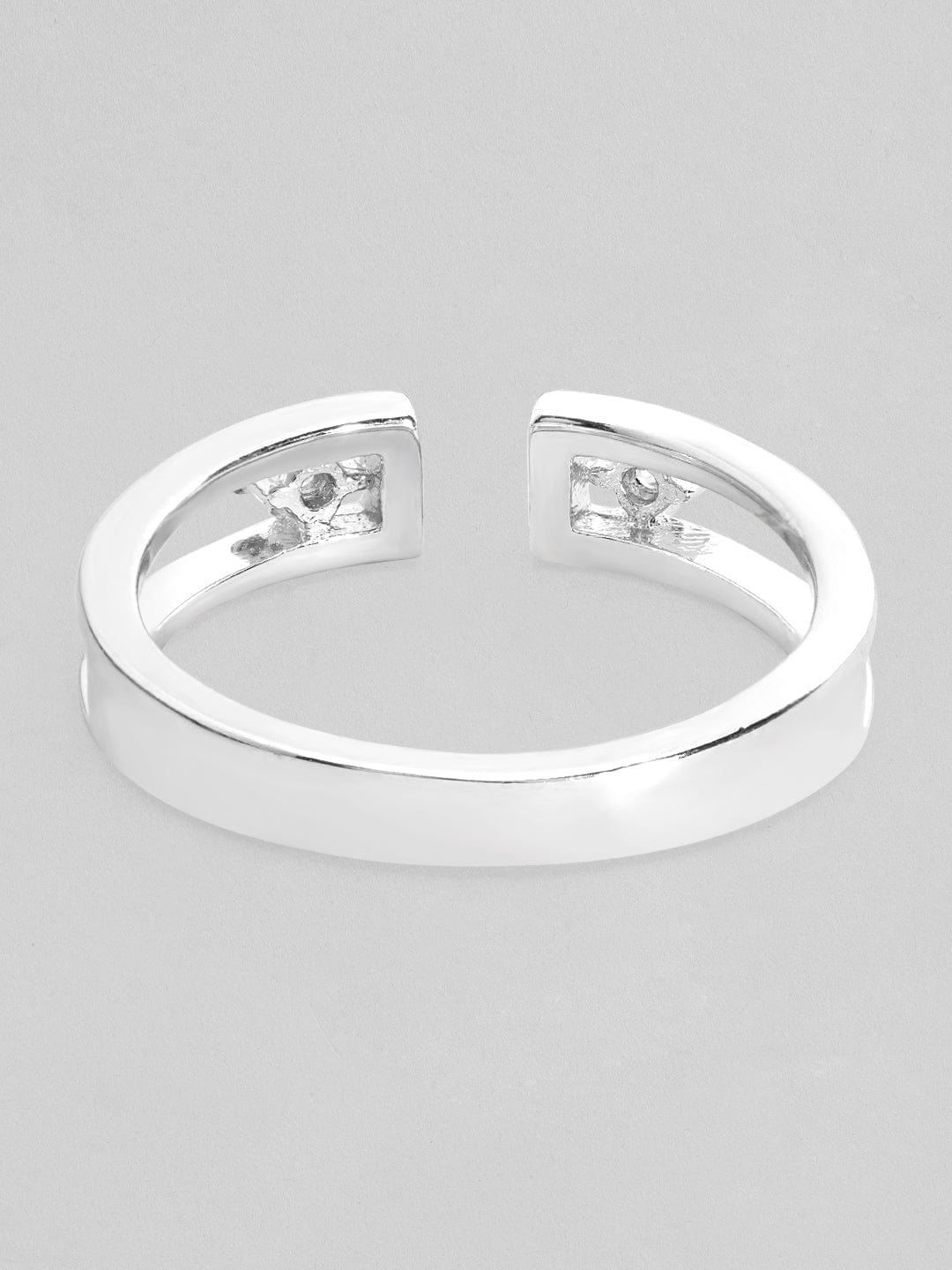 Silver Enclosed Zirconia Elegant Adjustable Ring