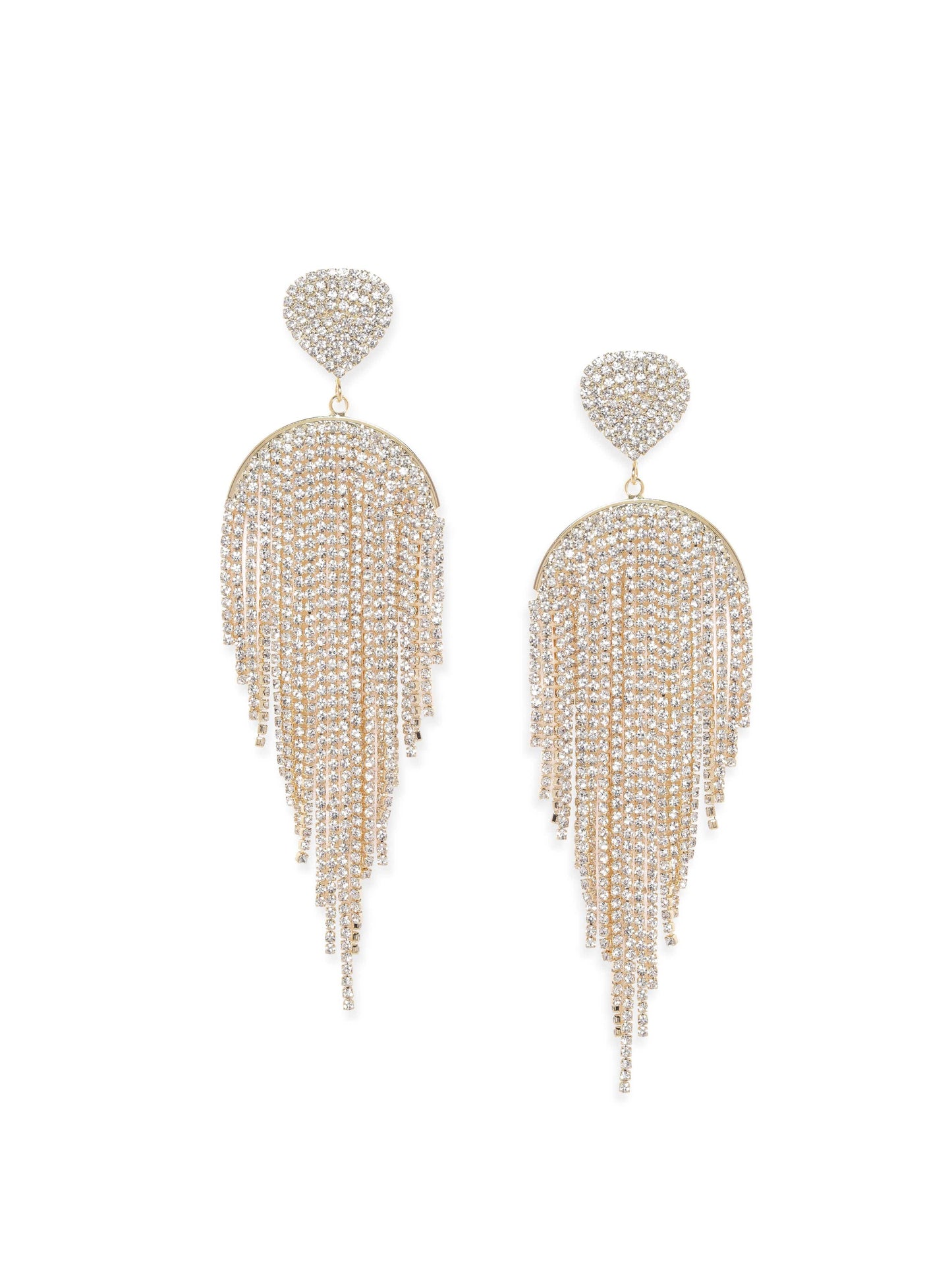 18K Gold Plated Sparkling Cubic Zirconia Studded Fairy Wing Shaped Multilayer Earrings