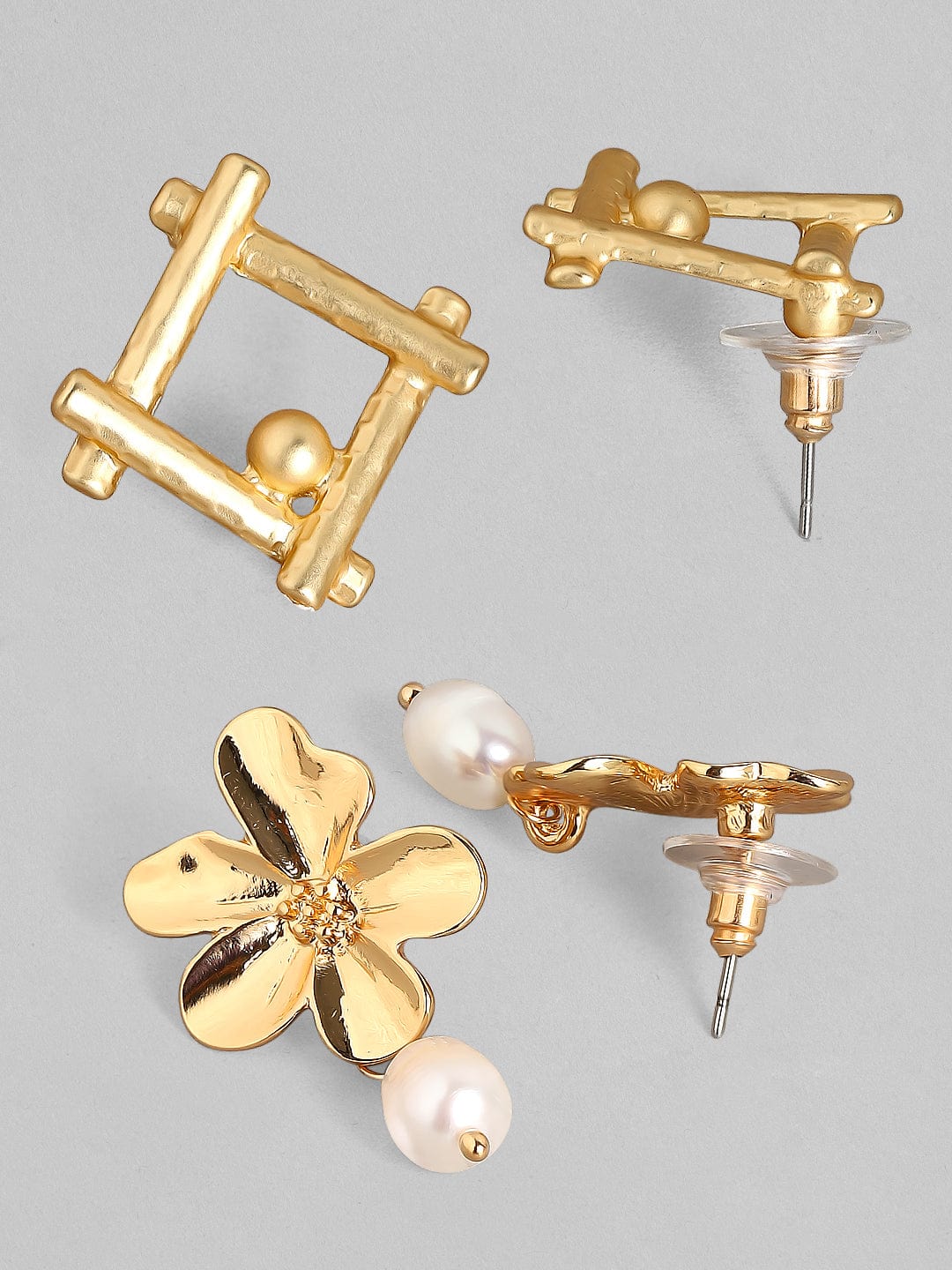 TOKYO TALKIES X Gold-Toned White Set Of 2 Drop Earrings