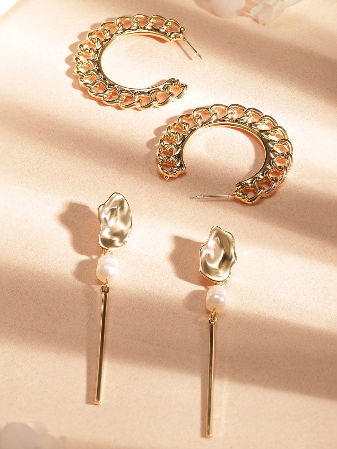 TOKYO TALKIES X  Set Of 2 Gold-Plated Contemporary Earrings