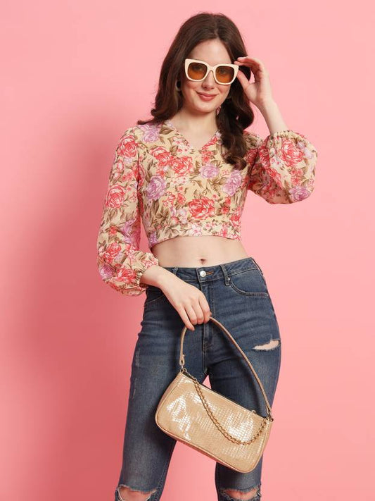 Casual Flared Sleeves Self Design Women Multicolor Top
